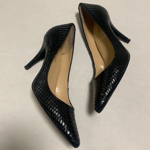 Black leather Talbots heels